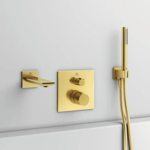 Смеситель для душа Ideal Standard Ceratherm C100 A7522A2 с термостатом цвет Brushed Gold / Золото шлифованное