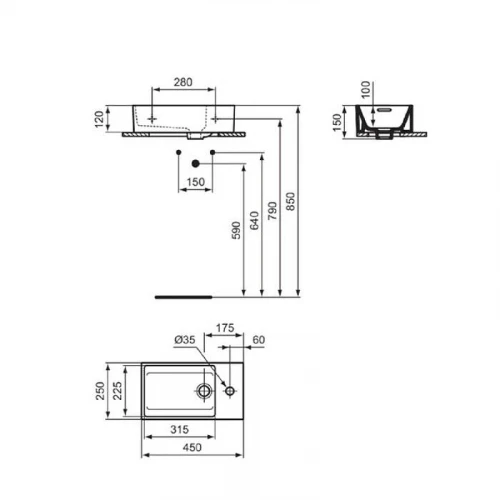 Мини-раковина Ideal Standard Extra 45 T373401 цвет Белый