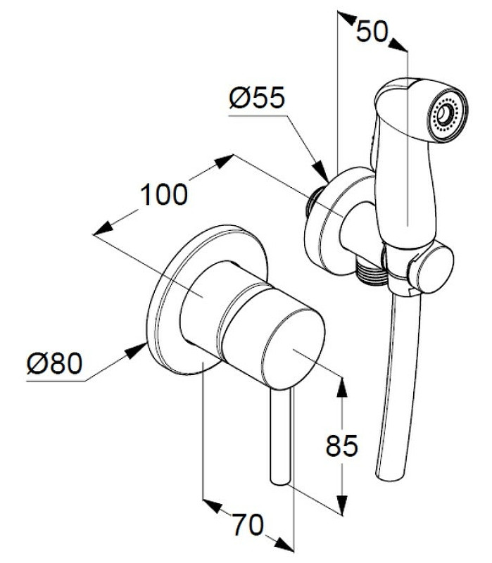 Гигиенический душ со смесителем Kludi Bozz 389990576 Хром латунь на стену