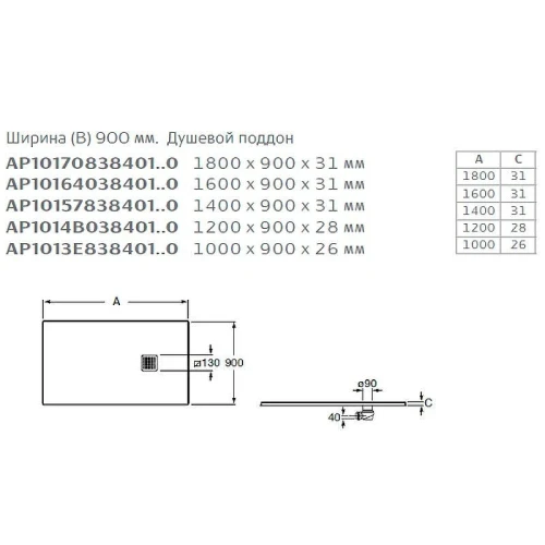 Душевой поддон из композитного материала Roca Terran 120x90 AP1014B038401100 Белый