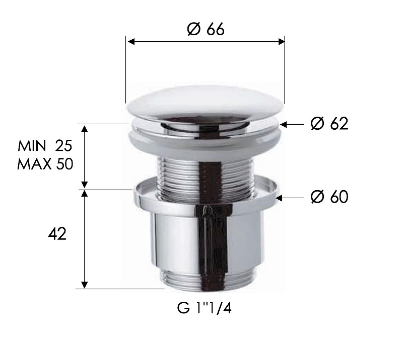 Донный клапан Remer 904CC2114XV click-clack цвет Сталь