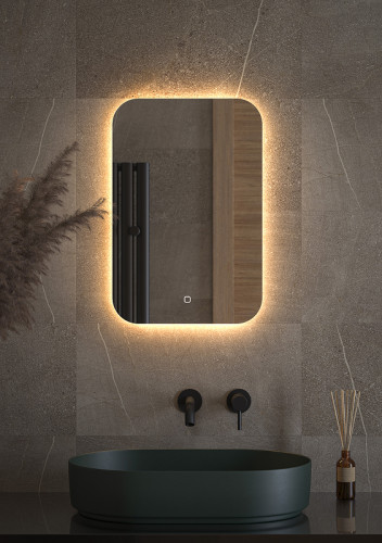 Зеркало Defesto Opti 40x60 DF 2812S с подсветкой 17W-3000К/Сенсорный выключатель/Теплый белый свет