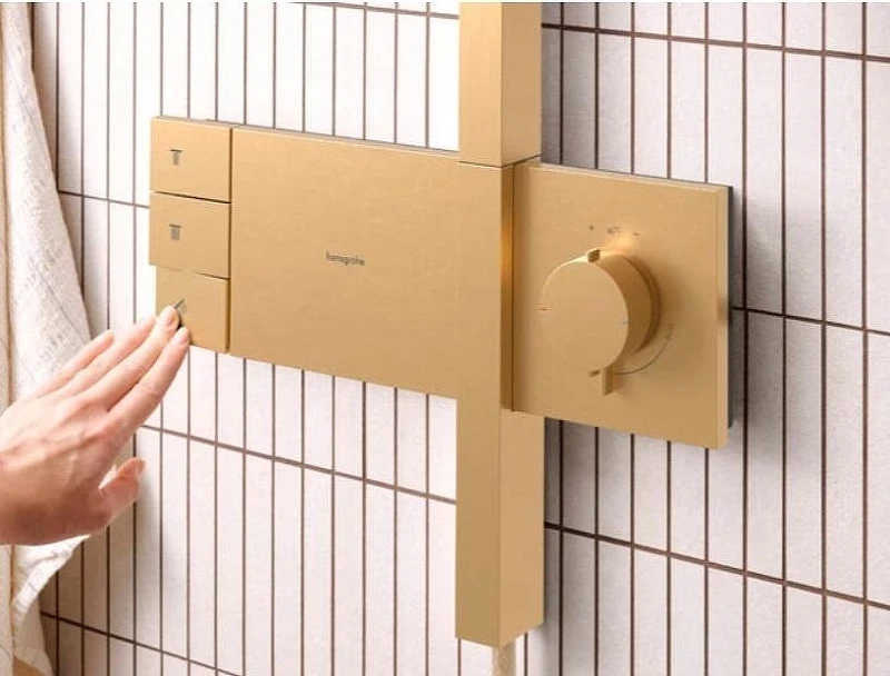 Душевая система Hansgrohe Alive S 24595140 с термостатом цвет Шлифованная бронза