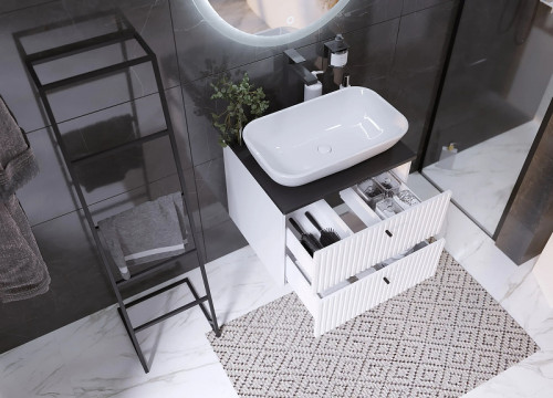 Тумба под раковину 1MarKa Desire 90П Ц0000026591 подвесная цвет Монолит найт Эмаль белая