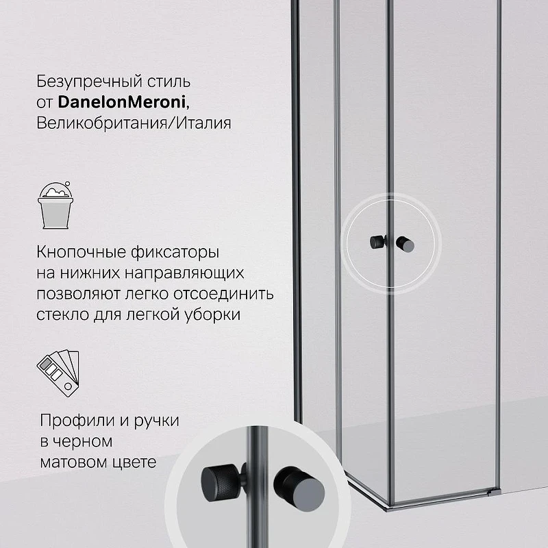 Душевой уголок AM.PM X-Joy 80х80 W94G-403-8080-BT1K профиль Черный матовый стекло прозрачное