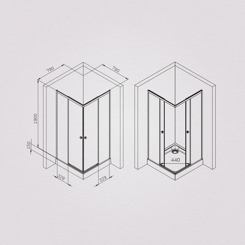 Душевой уголок AM.PM X-Joy 80х80 W94G-403-8080-BT1K профиль Черный матовый стекло прозрачное