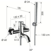 Смеситель для ванны Remer X-Style X02DO Золото глянцевое латунь на стену