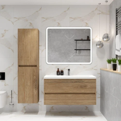 Тумба под раковину Art&Max Family M 100 Family-M-1000-2C-SO-HG подвесная цвет Дуб Харбор золотой