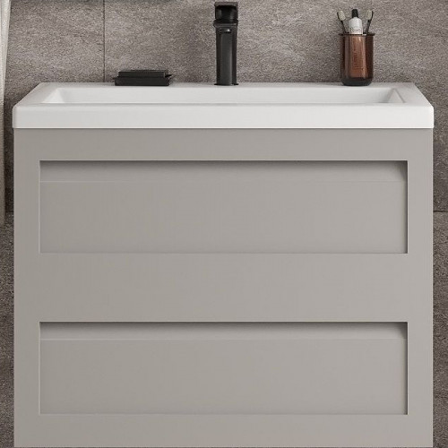 Тумба под раковину Art&amp;Max AM-Platino-750-2C-SO-GCM подвесная Светло-серая матовая МДФ / ЛДСП