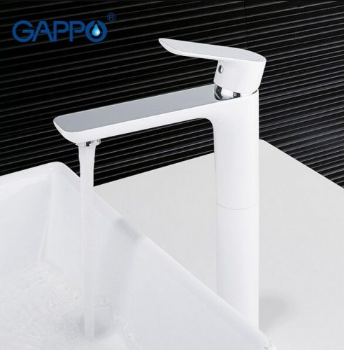 Смеситель для раковины Gappo G1048-2 Белый Хром латунь