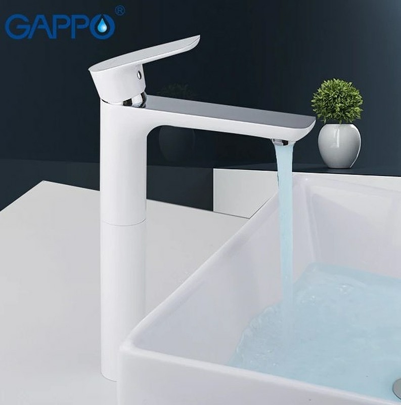 Смеситель для раковины Gappo G1048-2 Белый Хром латунь