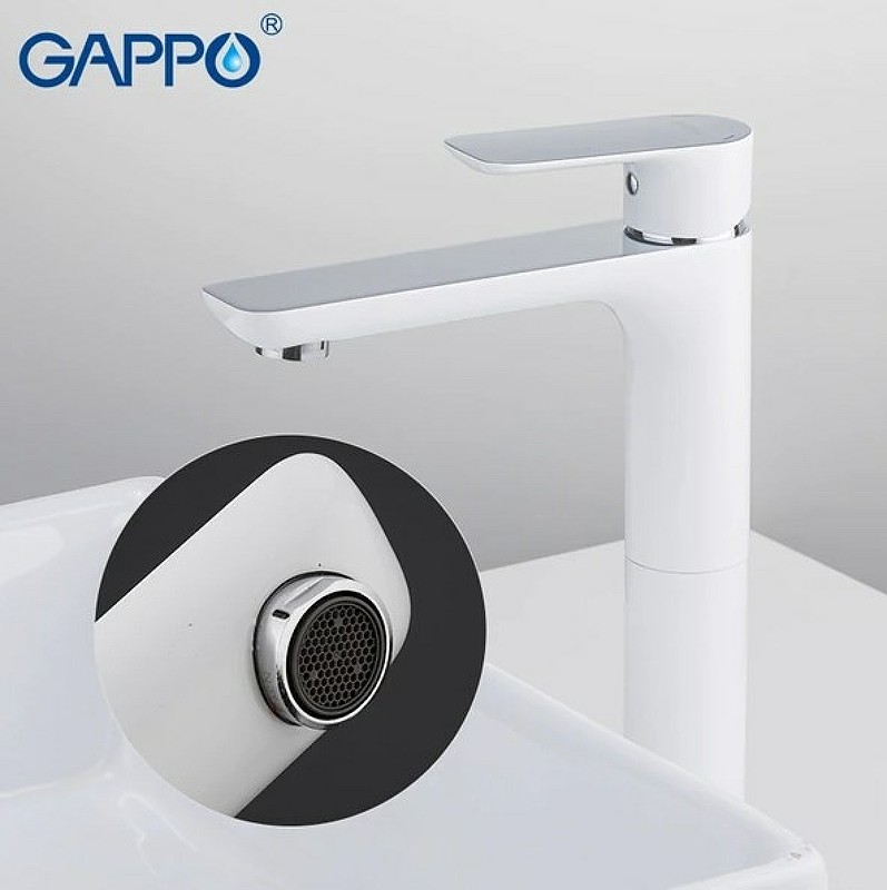 Смеситель для раковины Gappo G1048-2 Белый Хром латунь
