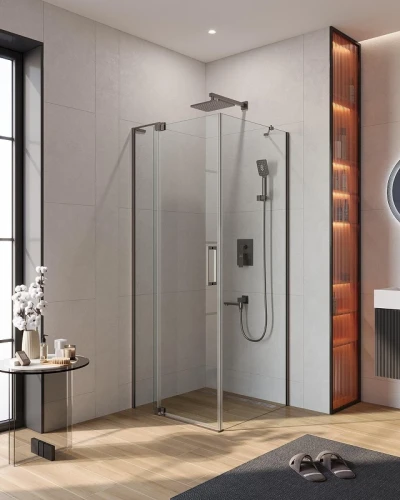 Душевой уголок Cezares Slider 80x80 SLIDER-AH-1-80-70/80-C-GM профиль цвет Оружейная сталь стекло прозрачное