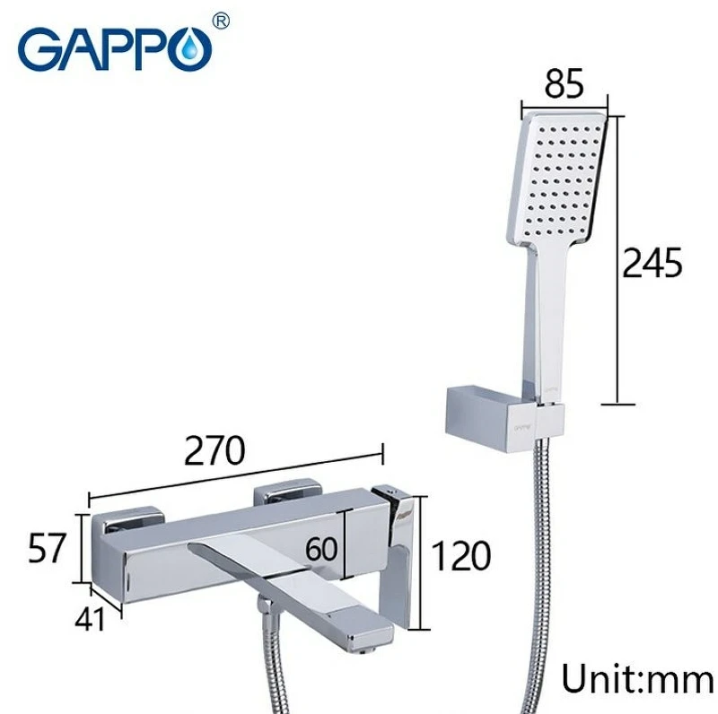Смеситель для ванны Gappo G18 G3218 Хром латунь на стену
