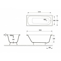 Чугунная ванна Delice Continental 160x70 DLR230626R с отверстиями под ручки без антискользящего покрытия
