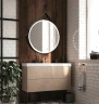Зеркало Art&Max Milan AM-Mil-1000-DS-F-Nero с подсветкой с сенсорным выключателем Черное МДФ / ЛДСП, стекло