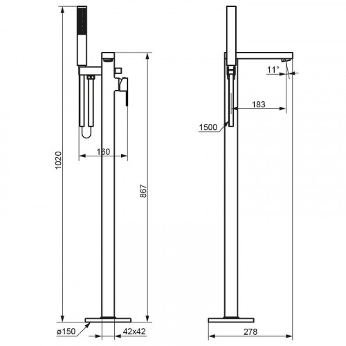 Смеситель для ванны Damixa Gala 535000300 Черный матовый латунь на пол