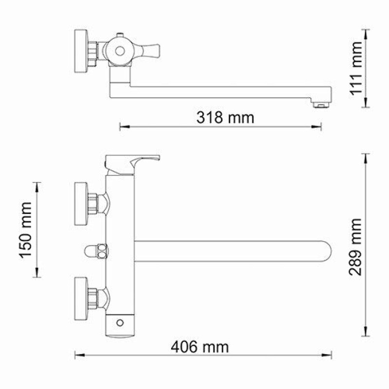 Смеситель для ванны WasserKRAFT Berkel 4802L универсальный Хром латунь на стену