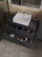 Тумба с раковиной Orange Line 100 Li-100TugMDF+B04-500W подвесная Графит матовый МДФ / ЛДСП