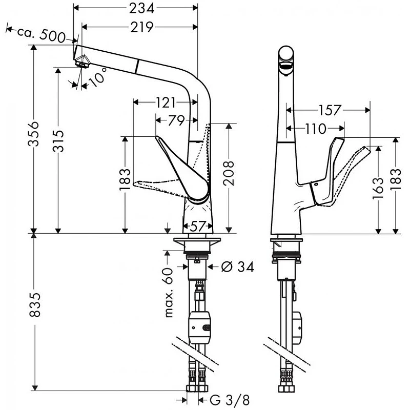 Смеситель для кухни Hansgrohe Metris 14821800 Сталь латунь