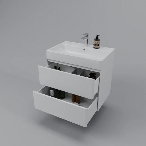 Тумба под раковину Style Line Атлантика 70 Люкс Plus СС-00002339 подвесная Белая матовая антискрейтч МДФ / ЛДСП