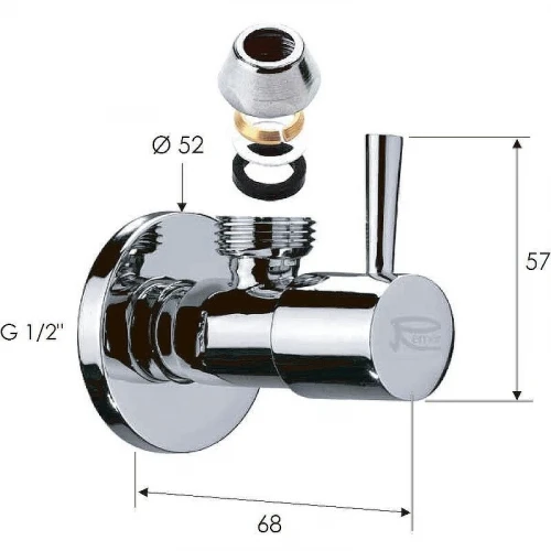 Запорный вентиль Remer 128L1210 Хром