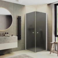 Душевой уголок Maybah Glass MGY-1299-1 900x900x1980 на монопетлях Белый стекло графитовое матовое
