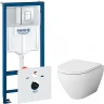 Комплект унитаза AM.PM Spirit FlashClean C701700WH+C707857WH с инсталляцией Grohe Rapid SL 38775001 с сиденьем Микролифт и клавишей смыва Хром фарфор подвесной