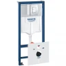 Комплект унитаза AM.PM Spirit FlashClean C701700WH+C707857WH с инсталляцией Grohe Rapid SL 38775001 с сиденьем Микролифт и клавишей смыва Хром фарфор подвесной