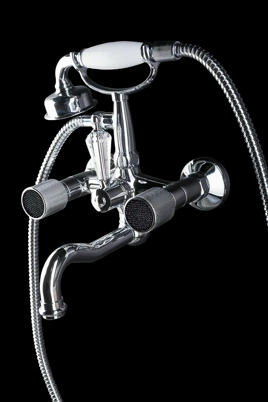 Смеситель для ванны Boheme Royal Cristal 273-Royal/CRST black Хром латунь на стену