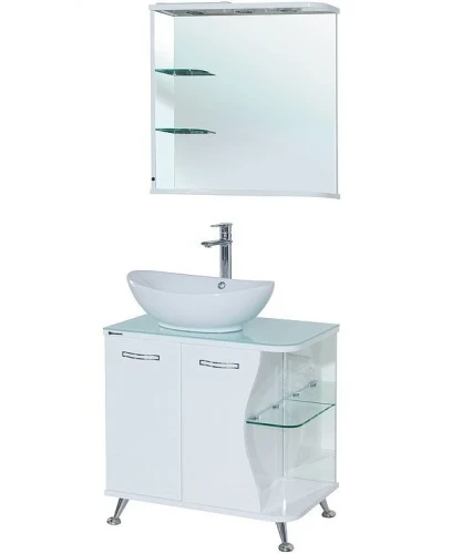 Тумба под раковину Bellezza Рио 70 L 4633611242017 Белая МДФ / ЛДСП, стекло