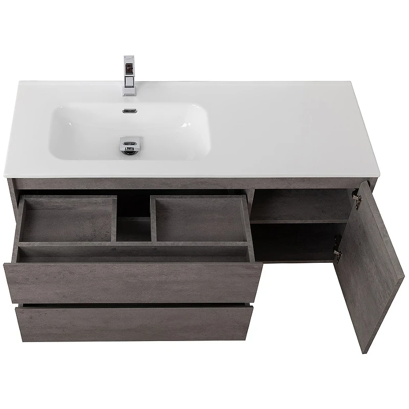 Тумба под раковину BelBagno Kraft 120 L KRAFT-1200-2C-1A-SO-CG-L подвесная Cemento Grigio МДФ / ЛДСП