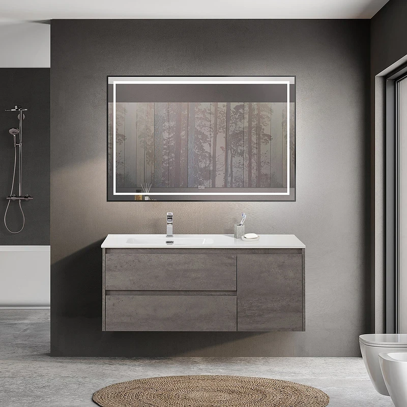 Тумба под раковину BelBagno Kraft 120 L KRAFT-1200-2C-1A-SO-CG-L подвесная Cemento Grigio МДФ / ЛДСП
