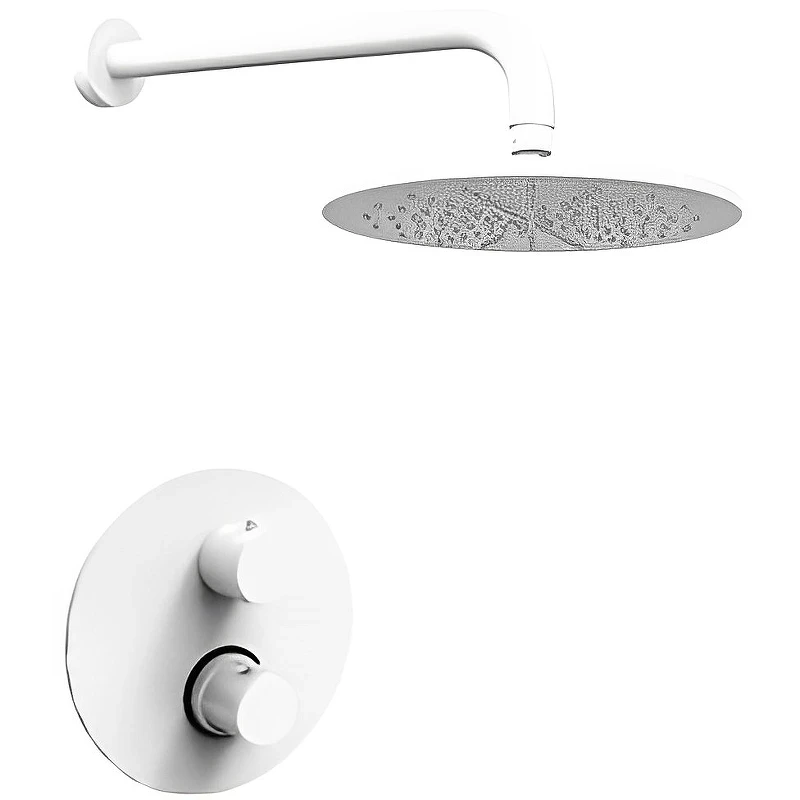 Душевая система Paffoni Light KITLIQ013BO с термостатом Белая матовая латунь встраиваемый