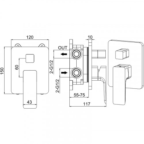 Смеситель для душа Allen Brau Infinity 5.21014-00 Хром латунь встраиваемый