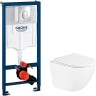 Комплект унитаза BelBagno Uno BB3105CHR/SC с инсталляцией Grohe Rapid SL 38721001 с сиденьем Микролифт и клавишей смыва Хром фаянс подвесной