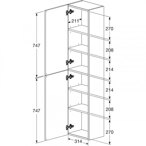 Шкаф пенал Roca The Gap 35 A857427402 подвесной Городской дуб