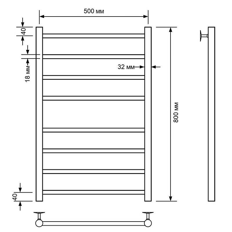 Водяной полотенцесушитель Comfysan Noumi W-8 80x50 013851 Белый матовый