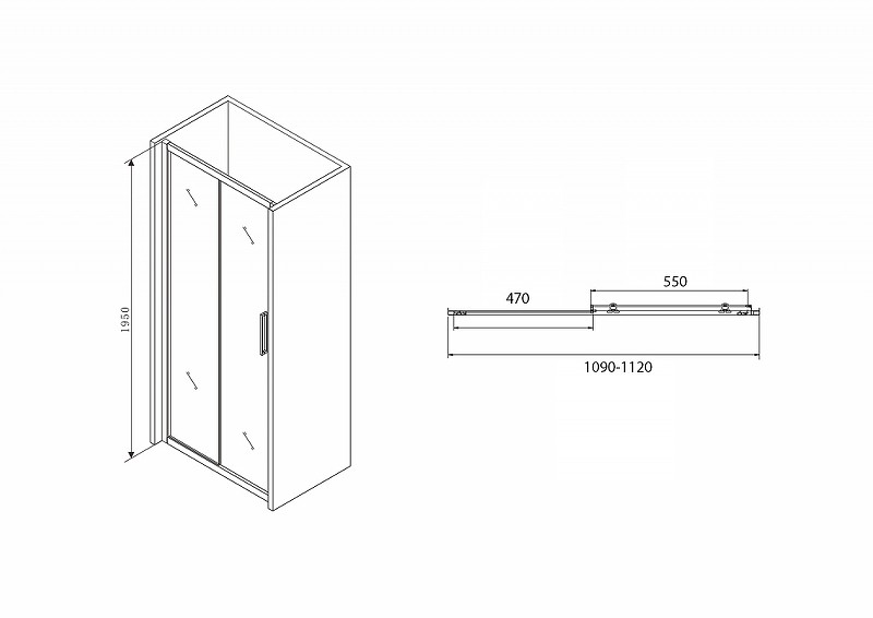 Душевая дверь Abber Schwarzer Diamant 110 AG30110BH профиль Черный стекло прозрачное