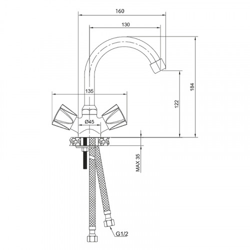 Смеситель для раковины WesnaArt Kamila KAM16-230-23110 Хром