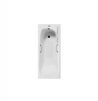 Чугунная ванна Vinsent Veron Concept 170x70 VCO1707042H/VH0012CH-AS цвет Белый с квадратными хромированнами ручками и антискользящим покрытием