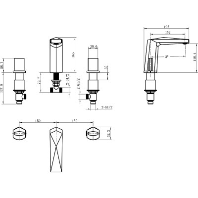 Смеситель для раковины Boheme Venturo 150-WG-ICE Белый Золото латунь