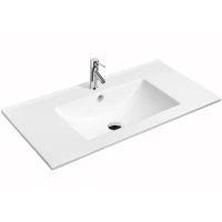 Раковина CeramaLux 75 9075Е Белая фаянс полувстраиваемая