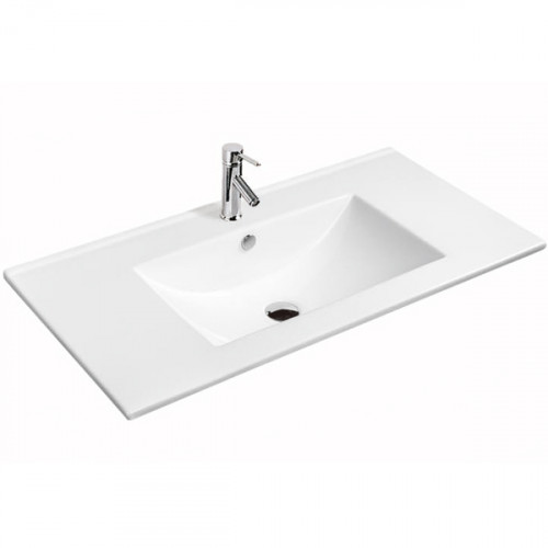 Раковина CeramaLux 75 9075Е Белая фаянс полувстраиваемая