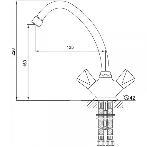 Смеситель для кухни Melodia della vita Dinatro Rus MDV40105R Хром