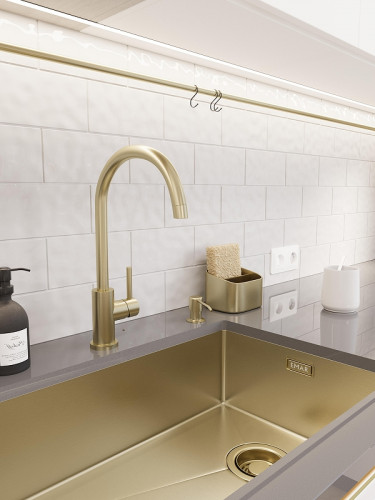 Смеситель для кухни Emar PVD ECB - 3004 PVD цвет Matt Gold
