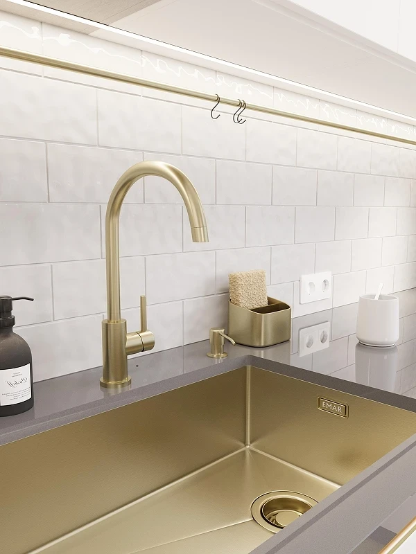 Смеситель для кухни Emar PVD ECB - 3004 PVD цвет Matt Gold