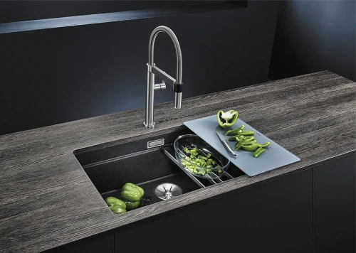 Кухонная мойка Blanco Etagon 700-U Silgranit 525168 Темная скала искусственный камень (литьевой мрамор) встраиваемый