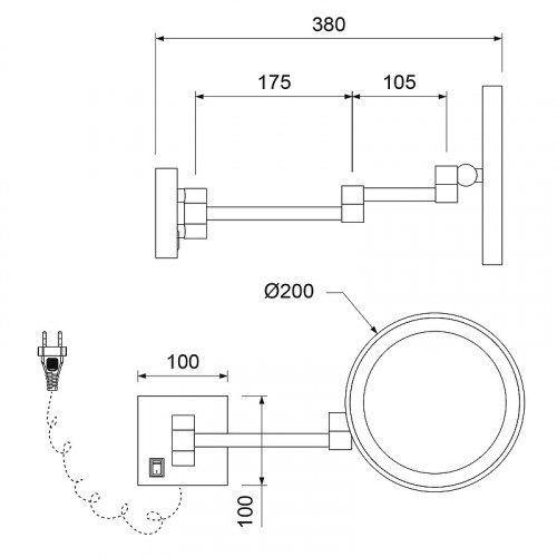 Косметическое зеркало Timo Luiro 18474/17 с подсветкой цвет Золото матовое