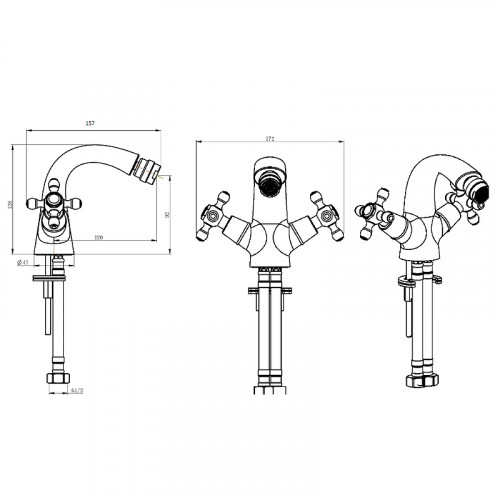 Смеситель для биде Boheme Royal Cristal 316-Royal/CRST Бронза латунь